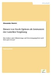 Cover von Einsatz von Stock Options als Instrument der variablen Vergütung