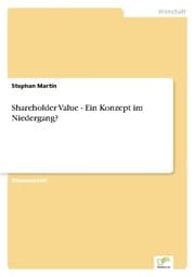 Cover von Shareholder Value - Ein Konzept im Niedergang?