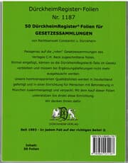 Cover von 50 DürckheimRegister®-FOLIEN für STEUERGESETZE zum Einheften und Unterteilen der Gesetzessammlungen Nr. 1187
