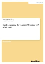 Cover von Der Börsengang der Siemens AG in den USA März 2001