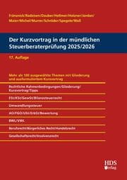Cover von Der Kurzvortrag in der mündlichen Steuerberaterprüfung 2025/2026