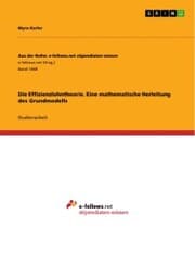 Cover von Die Effizienzlohntheorie. Eine mathematische Herleitung des Grundmodells