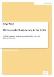 Cover von Die klassische Budgetierung in der Kritik