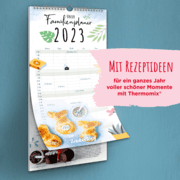 Cover von MEIN ZAUBERTOPF Familienplaner 2023 - Küchen-Kalender - mit 5 Spalten! - pro Monat 1 Rezept für Thermomix - großes Format von 21 x 45 cm - Spiralbindung - Wandkalender