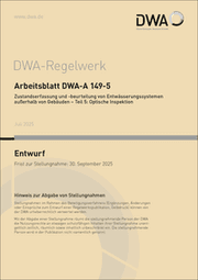 Cover von Arbeitsblatt DWA-A 149-5 Zustandserfassung und -beurteilung von Entwässerungssystemen außerhalb von Gebäuden Teil 5: Optische Inspektion (Entwurf)