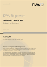 Cover von Merkblatt DWA-M 381 Eindickung von Klärschlamm (Entwurf)