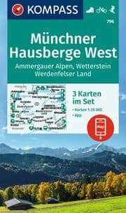 Cover von KOMPASS Wanderkarten-Set 796 Münchner Hausberge West, Ammergauer Alpen, Wetterstein, Werdenfelser Land (3 Karten) 1:25.000
