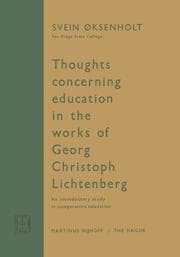 Cover von Thoughts Concerning Education in the Works of Georg Christoph Lichtenberg