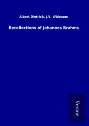 Cover von Recollections of Johannes Brahms