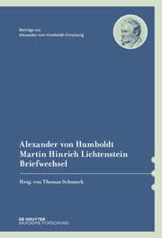 Cover von Alexander von Humboldt / Martin Hinrich Lichtenstein, Briefwechsel