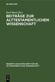 Cover von Beiträge zur alttestamentlichen Wissenschaft