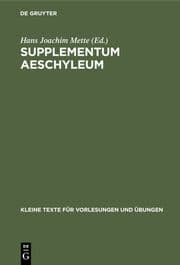 Cover von Supplementum Aeschyleum