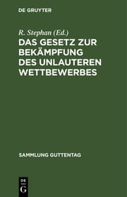 Cover von Das Gesetz zur Bekämpfung des unlauteren Wettbewerbes