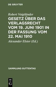 Cover von Gesetz über das Verlagsrecht vom 19.Juni 1901 in der Fassung vom 22.Mai 1910