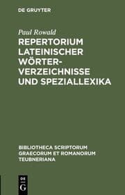 Cover von Repertorium lateinischer Wörterverzeichnisse und Speziallexika