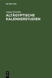 Cover von Altägyptische Kalenderstudien