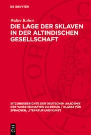 Cover von Die Lage der Sklaven in der altindischen Gesellschaft