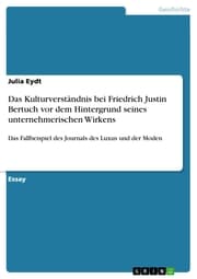 Cover von Das Kulturverständnis bei Friedrich Justin Bertuch vor dem Hintergrund seines unternehmerischen Wirkens