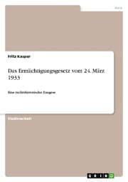 Cover von Das Ermächtigungsgesetz vom 24. März 1933