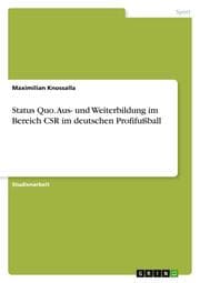 Cover von Status Quo. Aus- und Weiterbildung im Bereich CSR im deutschen Profifußball