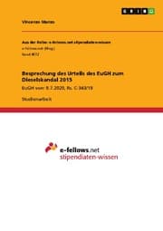 Cover von Besprechung des Urteils des EuGH zum Dieselskandal 2015