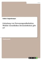 Cover von Gründung von Personengesellschaften. Welche steuerlichen Besonderheiten gibt es?