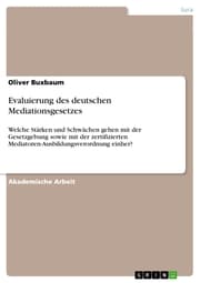 Cover von Evaluierung des deutschen Mediationsgesetzes