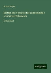 Cover von Blätter des Vereines für Landeskunde von Niederösterreich