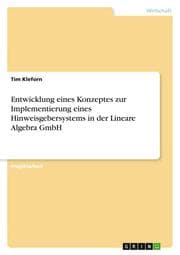 Cover von Entwicklung eines Konzeptes zur Implementierung eines Hinweisgebersystems in der Lineare Algebra GmbH