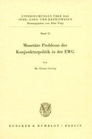 Cover von Monetäre Probleme der Konjunkturpolitik in der EWG.