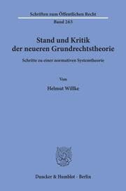 Cover von Stand und Kritik der neueren Grundrechtstheorie