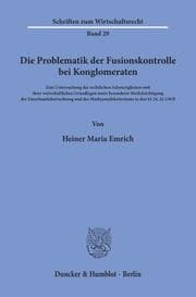 Cover von Die Problematik der Fusionskontrolle bei Konglomeraten.
