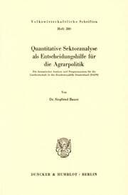 Cover von Quantitative Sektoranalyse als Entscheidungshilfe für die Agrarpolitik.