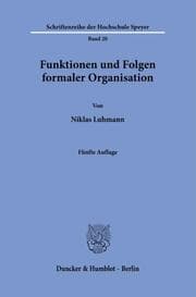 Cover von Funktionen und Folgen formaler Organisation