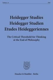 Cover von Heidegger Studies - Heidegger Studien - Etudes Heideggeriennes.
