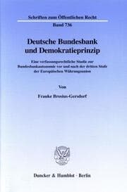 Cover von Deutsche Bundesbank und Demokratieprinzip.