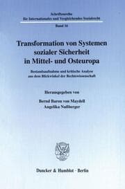 Cover von Transformation von Systemen sozialer Sicherheit in Mittel- und Osteuropa.
