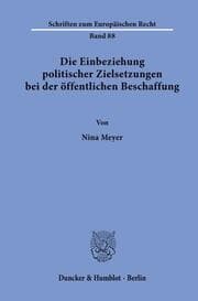 Cover von Die Einbeziehung politischer Zielsetzungen bei der öffentlichen Beschaffung.