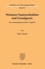 Cover von Weimarer Staatsrechtslehre und Grundgesetz