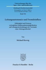 Cover von Leitungsautonomie und Fremdeinfluss.