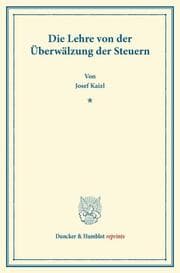 Cover von Die Lehre von der Überwälzung der Steuern.
