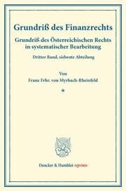 Cover von Grundriß des Finanzrechts.