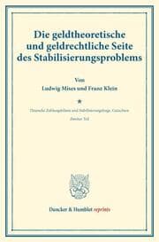 Cover von Die geldtheoretische und geldrechtliche Seite des Stabilisierungsproblems.