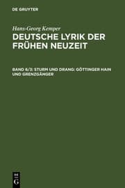Cover von Sturm und Drang: Göttinger Hain und Grenzgänger