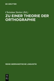 Cover von Zu einer Theorie der Orthographie