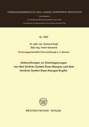 Cover von Untersuchungen an Sinterlegierungen aus dem binären System Eisen-Mangan und dem ternären System Eisen-Mangan-Kupfer