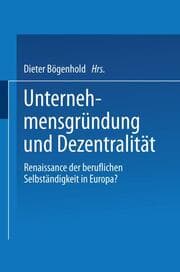 Cover von Unternehmensgründung und Dezentralität