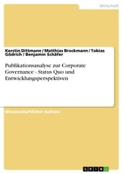 Cover von Publikationsanalyse zur Corporate Governance - Status Quo und Entwicklungsperspektiven