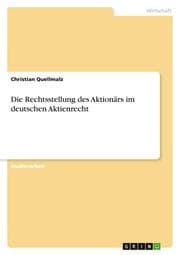 Cover von Die Rechtsstellung des Aktionärs im deutschen Aktienrecht
