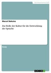 Cover von Zur Rolle der Kultur für die Entwicklung der Sprache